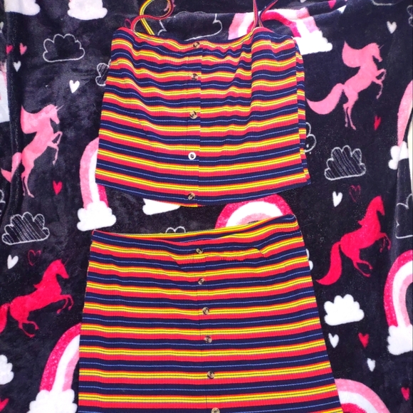 Rainbow Striped Ribbed Skirt Set - Picture 6 of 12